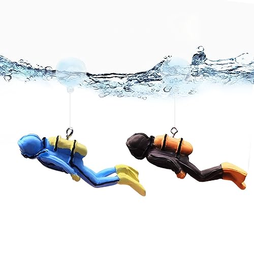 EBbels Schwimmende Aquarium Dekoration, Schwimmender Kleiner Taucher Aquarium Ornament Mit Draht Und Kugel, Unterwasser Abenteuermodell Spielset Für Alle Arten Von Aquarien (2pcs) von EBbels