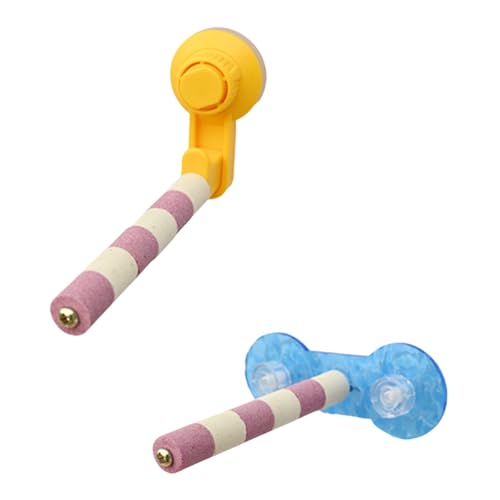 ECMQS 2Pcs Saugnapf Vogel Sitzstangen Dusche Sitzstangen Stehen Bewegliche Sitzstangen Stehen Vogel Zug Schleifen Stick Für Dusche Reise von ECMQS