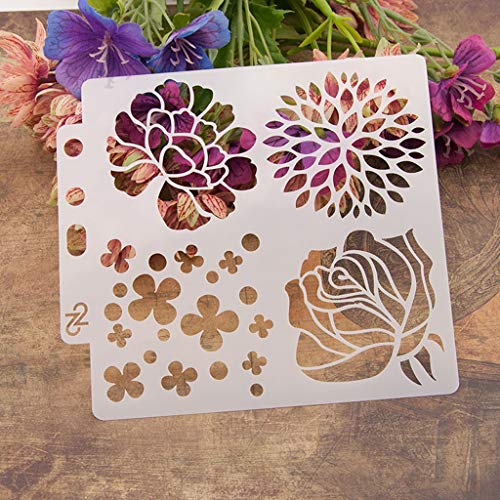 ECMQS Flower DIY Painting Stencils Schablonen, Waschbar Reusable Hohl Schablone Für Das Malen Von Holzveranda-Schildern, Verwendung An Der Wand, Stoff Und Platten Usw von ECMQS