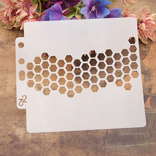 ECMQS Hexagon DIY Painting Stencils Schablonen, Waschbar Reusable Hohl Schablone Für Das Malen Von Holzveranda-Schildern, Verwendung An Der Wand, Stoff Und Platten Usw von ECMQS