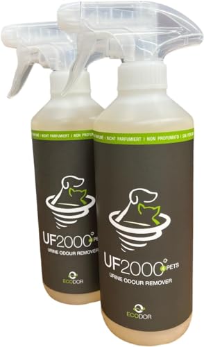 Ecodor UF2000 4Pets Urin Geruchsneutralisierer 2x 500ML | DUO Pack | Kraftvolle Formel | 100% Biologisch | Vielseitige Anwendung | Geruchsentferner | Geeignet für Hunde, Katzen und andere kleine Tiere von Ecodor