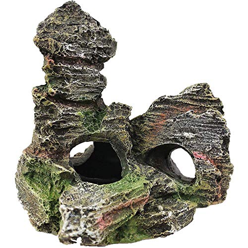 ECOSWAY Aquarium Deko Landschaft Künstlich Rock Mountain Höhle, Steingarten Rock Fisch Garnele Versteck Höhle, Aquarium Ornament Aquarium Dekoration - Stil 3# von ECOSWAY