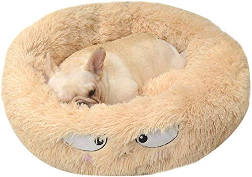 ECOSWAY Haustier Plüsch Donut Enge Umarmung Hunde Katzen Bett Cartoon Warm Weich Verdickt Schlaf Matte Kissen - Beige, Medium von ECOSWAY