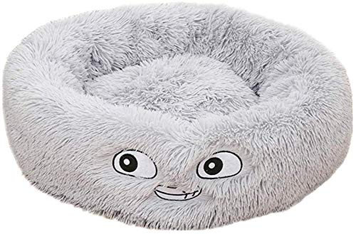 ECOSWAY Haustier Plüsch Donut Enge Umarmung Hunde Katzen Bett Cartoon Warm Weich Verdickt Schlaf Matte Kissen - Grau, Small von ECOSWAY