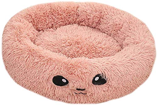 ECOSWAY Haustier Plüsch Donut Enge Umarmung Hunde Katzen Bett Cartoon Warm Weich Verdickt Schlaf Matte Kissen - Rosa, Small von ECOSWAY