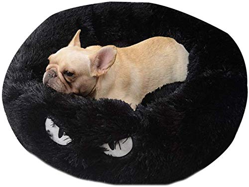 ECOSWAY Haustier Plüsch Donut Enge Umarmung Hunde Katzen Bett Cartoon Warm Weich Verdickt Schlaf Matte Kissen - Schwarz, Small von ECOSWAY