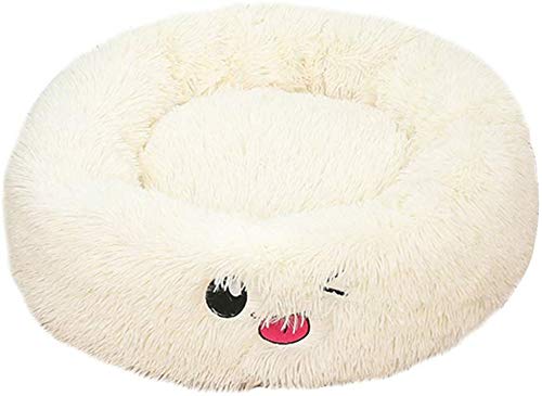 ECOSWAY Haustier Plüsch Donut Enge Umarmung Hunde Katzen Bett Cartoon Warm Weich Verdickt Schlaf Matte Kissen - Weiß, Large von ECOSWAY