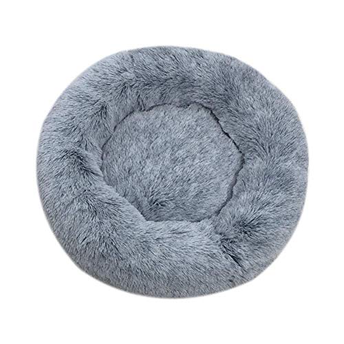 ECOSWAY Weich Plüsch Rund Donut Haustier Bett, Mittelgroß Klein Hund/Katze Selbst Erwärmung Plüsch Bett, Schlafen Kuschelig Kitty Teddy Hundehütte - Dunkelgrau, 40CM von ECOSWAY