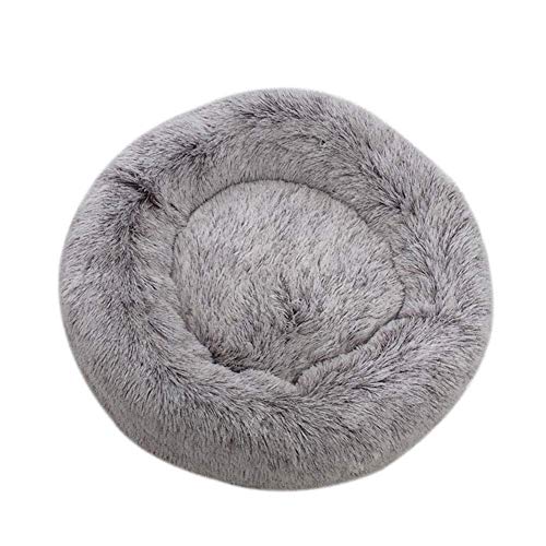 ECOSWAY Weich Plüsch Rund Donut Haustier Bett, Mittelgroß Klein Hund/Katze Selbst Erwärmung Plüsch Bett, Schlafen Kuschelig Kitty Teddy Hundehütte - Kaffee, 40CM von ECOSWAY