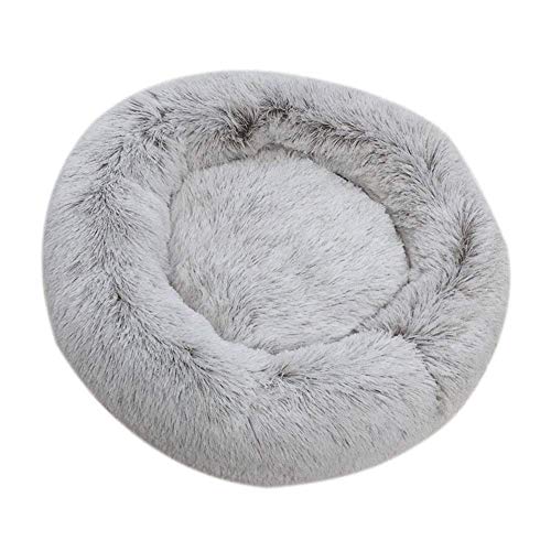 ECOSWAY Weich Plüsch Rund Donut Haustier Bett, Mittelgroß Klein Hund/Katze Selbst Erwärmung Plüsch Bett, Schlafen Kuschelig Kitty Teddy Hundehütte - Khaki, 40CM von ECOSWAY