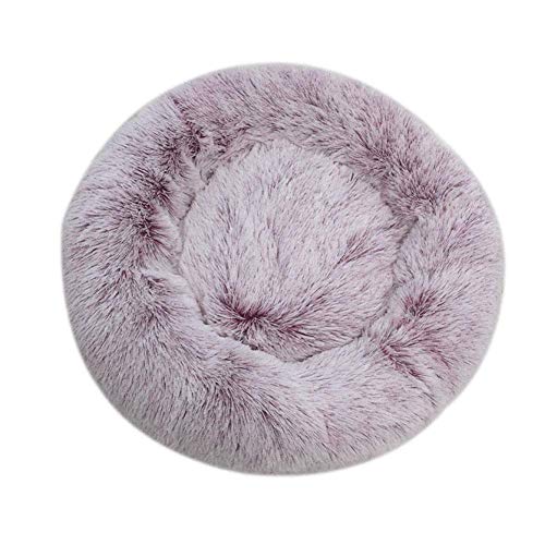 ECOSWAY Weich Plüsch Rund Donut Haustier Bett, Mittelgroß Klein Hund/Katze Selbst Erwärmung Plüsch Bett, Schlafen Kuschelig Kitty Teddy Hundehütte - Rosa, 40CM von ECOSWAY