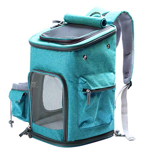 Ecosway Haustier-Rucksack, weiche Seiten, faltbar, mit Reißverschlüssen, Verschlüssen und Fleece-Polsterung für kleine Katzen und Hunde, für Haustiere, Wandern, Reisen und Camping von ECOSWAY