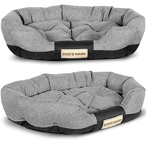 EDANTI Hundebett, Hundesofa, Hundekissen, Hundekörbchen, Laufstall, Liege, Personalisierte, Grau, Oval (100x75 cm) von EDANTI