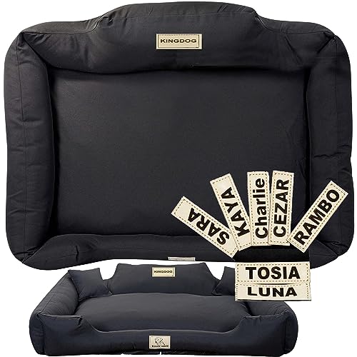 EDANTI Hundebett, Personalisierte Anti-Rutsch, Abnehmbar Hundekissen, Hundekorb, Hundesofa, Hundecouch, Sofa, Erhöhte Ränder, Waschbar, KINGDOG (75x65 cm, Schwarz) von EDANTI