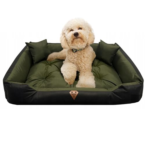 EDANTI Hundebett Hundekissen Hundekorb Katzenbett Wasserdichtes Hundesofa XXL-S Für Kleine Mittelgroße & Große Hunde Dog Bed (Grün, 130x105 cm) von EDANTI