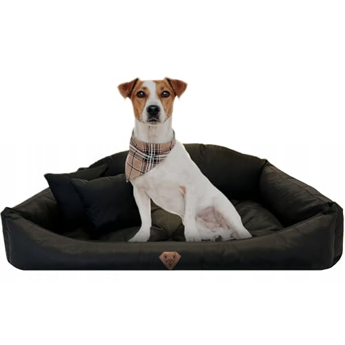 EDANTI Hundebett Hundekissen Hundekorb Modell Shell Muschel Katzenbett Wasserdichtes Hundesofa Für Kleine Mittelgroße & Große Hunde Dog Bed (Schwarz, 115x95 cm) von EDANTI