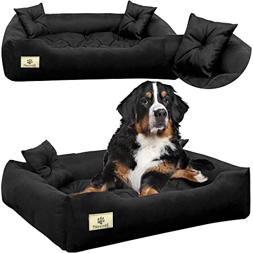 EDANTI Hundebett Hundekissen Katzenbett Tierbett Hundesofa Wasserdicht Grau/Schwarz für große mittelgroße & kleine Hunde (130x105, Schwarz) von EDANTI