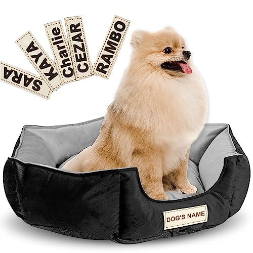 EDANTI Hundebett Katzebett Hundekissen Hundesofa Personalisierte Anti-Rutsch-Velours (50 cm, Grau) von EDANTI