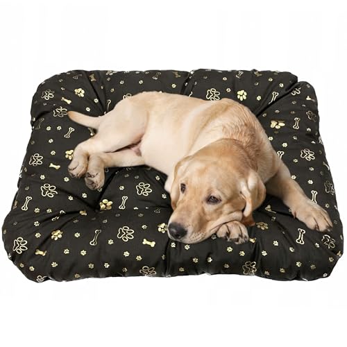 EDANTI Hundematte Hundebett Hundekissen Hundematratze Warmes Matten Für Kleine Mittelgroße & Große Hunde Dog Bed Hundekorb (Braun mit goldenen Knochen, 70x50 cm) von EDANTI