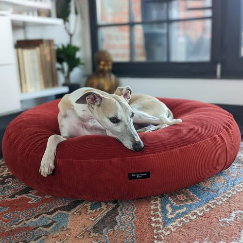 EDEL&SCHNELL Hundebett Wechselbezug in Rot, Ersatzbezug für runde Hundebetten 125 cm, Bezug aus weichem Baumwoll-Cord-Stoff von EDEL&SCHNELL