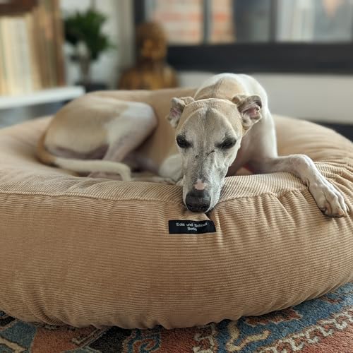 EDEL&SCHNELL Hundebett Wechselbezug in der Farbe Sand, Ersatzbezug für runde Hundebetten 110 cm, Bezug aus weichem Baumwoll-Cord-Stoff von EDEL&SCHNELL