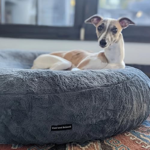 EDEL&SCHNELL Hundebett rund im Set mit waschbarem Bezug grau 125 cm, orthopädisches Hundebett, Hundekissen mit kühlender Oberfläche von EDEL&SCHNELL