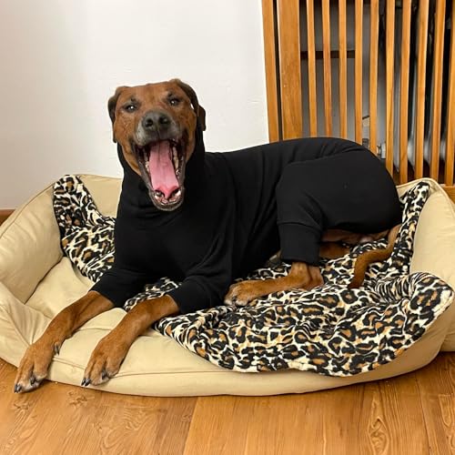 EDEL&SCHNELL Hundepullover warm, Hundemantel aus Baumwolle, Overall für Hunde Größe 60-65, Schwarz mit langem Kragen und Beinen von EDEL&SCHNELL