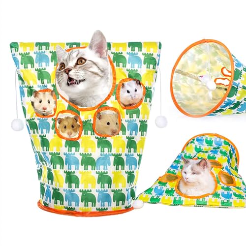 Cat Tunnel Bag,Crinkle Paper Collapsible Cat Drill Bag,Pet Cat Play Tunnel Toy, Cat Tube Tunnel Bored Cat Pet Toys,Crinkle Paper Collapsible Cat Drill Sleeping Bag with Mouse Toy (1PCS-D) von EDNey