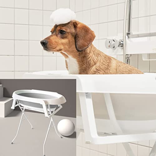 EEYZD Erhöhte Haustier-Hundebadewanne, tragbare Faltbare Waschstation mit Edelstahlständer zum Baden, Duschen und Pflegen, perfekt für kleine und mittelgroße Hunde, Katzen und andere Haustiere,Grau von EEYZD