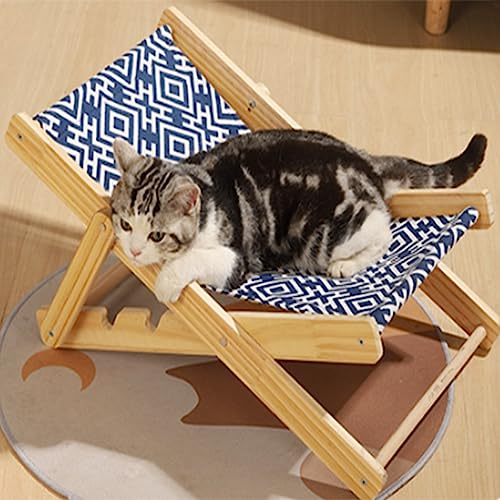 EEYZD Kratzbrett für Katzenliege, höhenverstellbare Faltbare Katzensitzstange, Massivholz-Katzenliege mit Einer Tragfähigkeit von 20 kg,Hammock Cloth von EEYZD