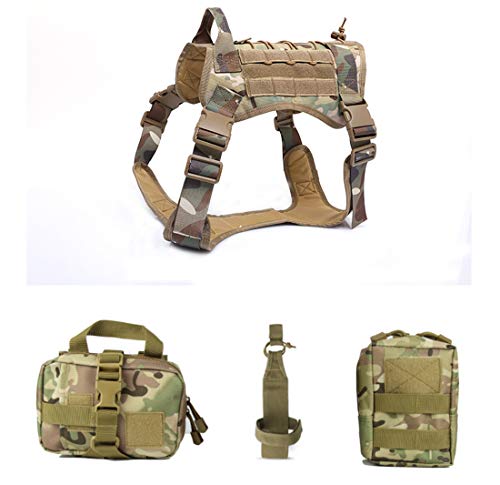 Taktisches Hundegeschirr, militärisches Training, Patrouillendiensthund, verstellbar mit Griff Hundeweste militärisches für große mittelgroße Hunde Training,Green 4pcs,M von EEYZD