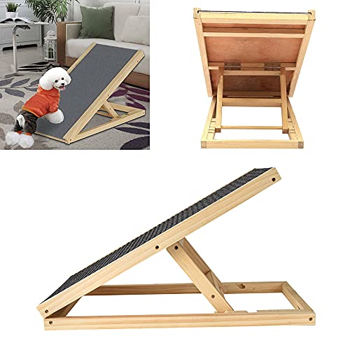 Efan Hunderampe, zusammenklappbar, für Auto, Hundetreppe – höhenverstellbar mit rutschfestem Teppich, Sicherheitsleiter, tragbar, solides Holz, für Reisen (L 70 x B 35 cm, H 30–40 cm) von EFAN