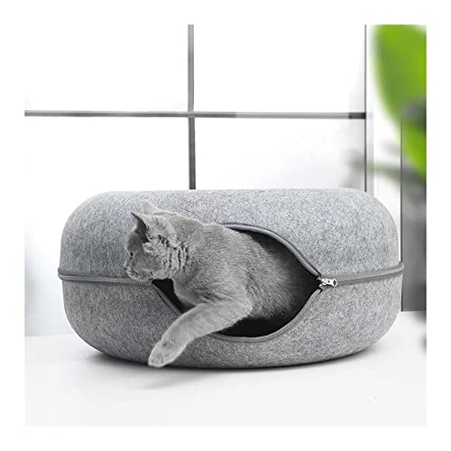 Cat Tunnel Bed, 7.87 x19.6 Inch Felt Tunnel Cat Nest, Round Felt Donut Cat Nest, Removable Cat Bed House Nest with Zipper Four Seasons for Small Dog Cat Puppy Sleeping von EFEMIR