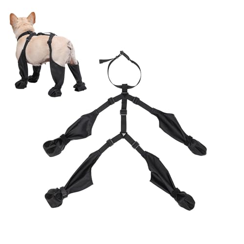 Strapsstiefel Für Hunde, Straps-Hundestiefel, Verstellbare, wasserdichte Hundestiefel Mit Pfotenschutz Und Hilfsgurt, rutschfeste Hundeschuhe (L) von EFEMIR