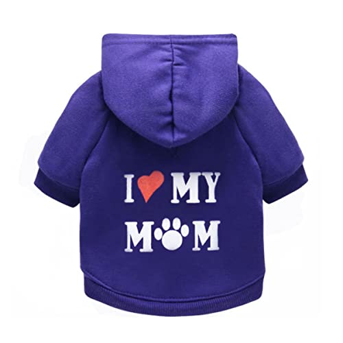 I Love My Mom Print Dog Hoodies Pet Kleidung für kleine Hunde Welpen Mantel Jacke Sweatshirt für Chihuahua Hund Katze Baumwolle Pet Outfits von EFFGAMU