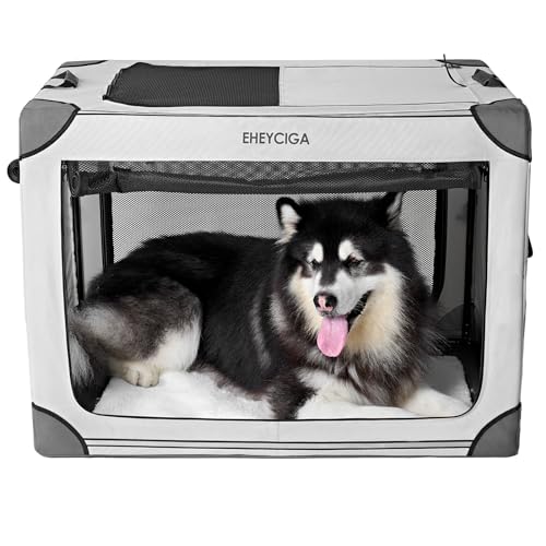 EHEYCIGA Faltbare Hundebox für Hunde, tragbar, weich, extra groß, für Reisen, drinnen und draußen, faltbar, mit Netzfenstern von EHEYCIGA