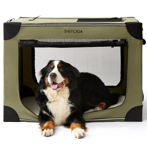 EHEYCIGA Faltbare extra große Hundebox, 106,7 cm, weich, tragbar, extra groß, Hundehütte für Reisen, drinnen und draußen, faltbare Hundebox mit Netz von EHEYCIGA