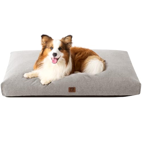 EHEYCIGA Hundebett Grosse Hunde XL Geschredderter Memory Foam, Orthopädisches Hundekissen mit Abnehmbarem Bezug, Waschbar Hundematte rutschfest Hundematratze, Grau, 104x68x11.5cm von EHEYCIGA