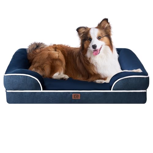 EHEYCIGA Orthopädisches Hundebett Grosse Hunde, Memory Foam Hundekorb Mittelgroße Hunde, Waschbar Hundesofa Wasserdicht rutschfest, Hundecouch mit Hohem Rand von EHEYCIGA