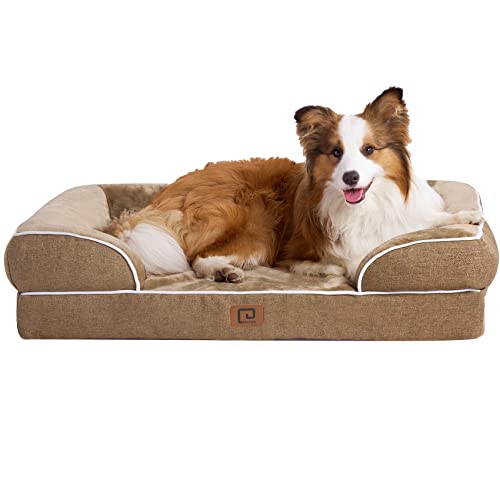 EHEYCIGA Orthopädisches Hundebett Grosse Hunde, Memory Foam Hundekorb Mittelgroße Hunde, Waschbar Hundesofa Wasserdicht rutschfest, Hundecouch mit Hohem Rand von EHEYCIGA