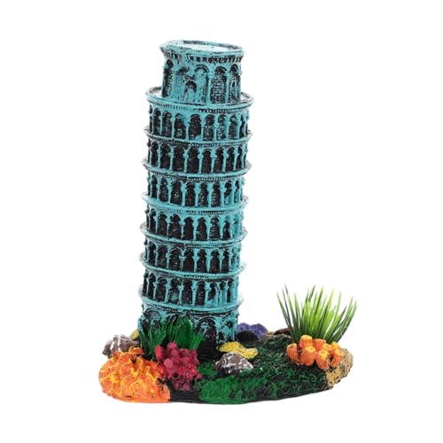 EHJRE Aquarium-Ornament aus Kunstharz, Schiefer Turm des Modellfischtanks, Schmuck für Partygeschenke von EHJRE