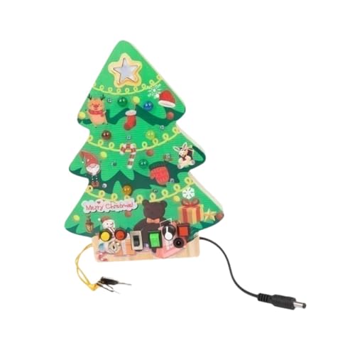 EHJRE Weihnachtsbaum Beschäftigungsbrett mit LED Licht Aus Holz für Jungen Und Mädchen, Geburtstagsgeschenk von EHJRE