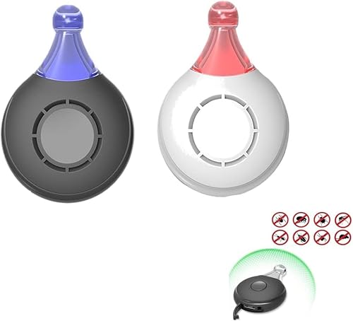 EHOTER 2 Stück Ultraschall Floh Zeckenvertreiber Tragbarer Mückenvertreiber USB-Wiederaufladbarer Elektronischer Insektenvertreiber Gegen Flöhe Zecken Lausbekämpfung für Hunde Katzen (Weiß+Schwarz) von EHOTER