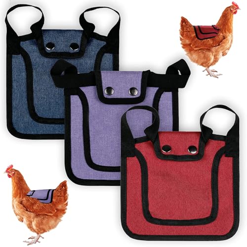 EHOTER Hühnersattel Geflügel Henne Schürze Warnweste Federschutzhalter Huhn Ente Haustiere Geflügel Rückenschutz Hühnerschürze Einstellbar Henne Weste Kleidung Jacke (3PCS) von EHOTER