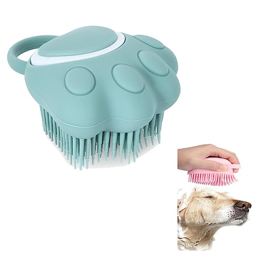 EHOTER Hund Katze Baby Bad Bürste Kamm, Silikon Puppy Grooming Brush Soft Pet Reinigung Massage Bürste Shampoo Dispenser für beruhigende Massage Waschen (Blau) von EHOTER