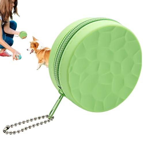 EHOTER Hundetraining Leckerlibeutel Silikon Haustier Training Snack Tasche Silikon Reißverschluss Snacktasche für Haustier Training Tragbare Lebensmittelaufbewahrungstasche für Training (Grün) von EHOTER