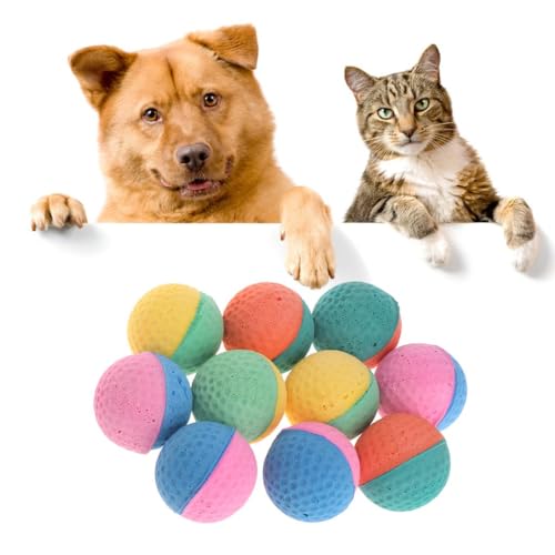 EHOTER Katzenbälle aus weichem Schaumstoff, elastischer Latex-Kauball für Welpen, Kätzchen, Hunde, buntes Haustier-Kauspielzeug, Ball, bissfest, Trainingsspielzeug, Leckerli-Bälle für kleine Hunde, von EHOTER