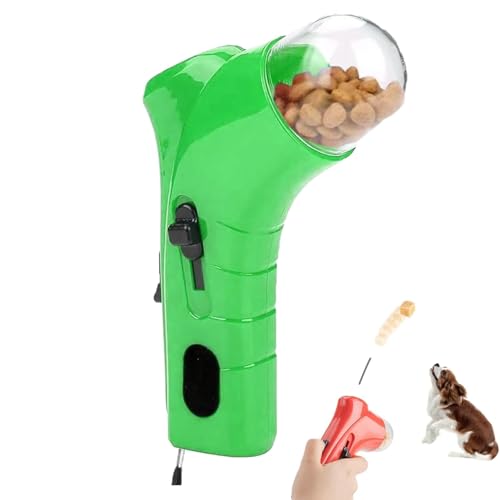 EHOTER Pet Snack Launcher Pet Food Dispenser Treat Dispensing Dog Toy Food Dispenser Indoor Cat Handheld Interactive Dog Toys Snack Slinger Guns Shooter for Dogs Cats Exercise Training (Green) von EHOTER