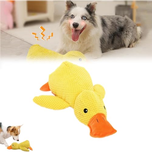 EHOTER Quack-Quack Ente Hundespielzeug, 2024 verbessert, langlebig, beruhigende Ente, Quietschspielzeug, weiches Plüsch, gelbe gefüllte Ente, Kauspielzeug für Hunde, Indoor-Welpen, Gelb (Gelb, S) von EHOTER