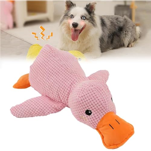 EHOTER Quack-Quack Ente Hundespielzeug, 2024 verbessert, langlebig, beruhigende Ente, Quietschspielzeug, weiches Plüsch, gelbe gefüllte Ente, Kauspielzeug für Hunde, Indoor-Welpen (Rosa, L) von EHOTER